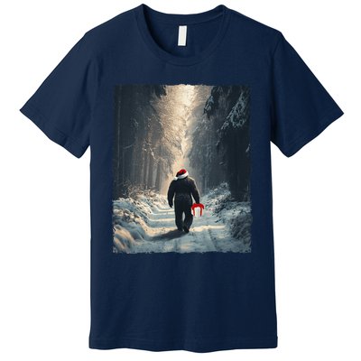 Bigfoot Christmas Santa Claus Funny Xmas Tree Sasquatch Premium T-Shirt