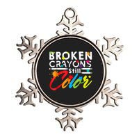 Broken Crayons Still Color Mental Health Awareness Metallic Star Ornament