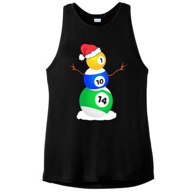 Billiards Christmas Snow Cool Gift Pool Player Christmas Pjs Gift Ladies PosiCharge Tri-Blend Wicking Tank