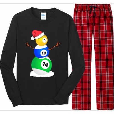 Billiards Christmas Snow Cool Gift Pool Player Christmas Pjs Gift Long Sleeve Pajama Set