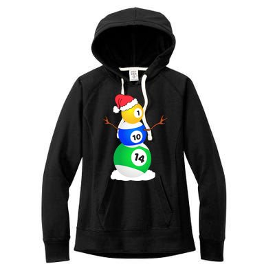 Billiards Christmas Snow Cool Gift Pool Player Christmas Pjs Gift Women's Fleece Hoodie