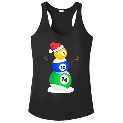 Billiards Christmas Snow Cool Gift Pool Player Christmas Pjs Gift Ladies PosiCharge Competitor Racerback Tank