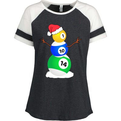 Billiards Christmas Snow Cool Gift Pool Player Christmas Pjs Gift Enza Ladies Jersey Colorblock Tee