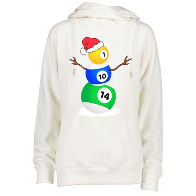 Billiards Christmas Snow Cool Gift Pool Player Christmas Pjs Gift Womens Funnel Neck Pullover Hood