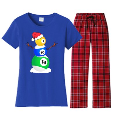 Billiards Christmas Snow Cool Gift Pool Player Christmas Pjs Gift Women's Flannel Pajama Set