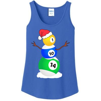 Billiards Christmas Snow Cool Gift Pool Player Christmas Pjs Gift Ladies Essential Tank