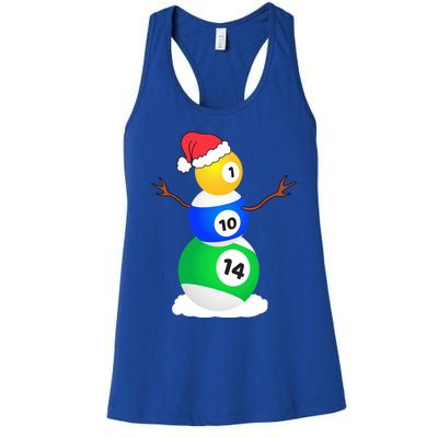 Billiards Christmas Snow Cool Gift Pool Player Christmas Pjs Gift Women's Racerback Tank