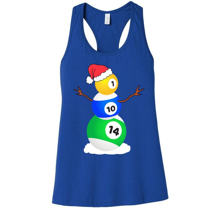 Billiards Christmas Snow Cool Gift Pool Player Christmas Pjs Gift Women's Racerback Tank