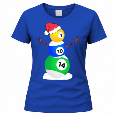 Billiards Christmas Snow Cool Gift Pool Player Christmas Pjs Gift Women's T-Shirt