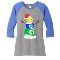 Billiards Christmas Snow Cool Gift Pool Player Christmas Pjs Gift Women's Tri-Blend 3/4-Sleeve Raglan Shirt