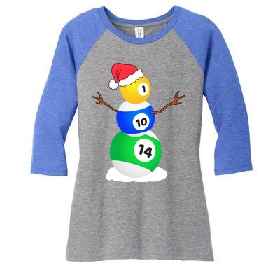 Billiards Christmas Snow Cool Gift Pool Player Christmas Pjs Gift Women's Tri-Blend 3/4-Sleeve Raglan Shirt