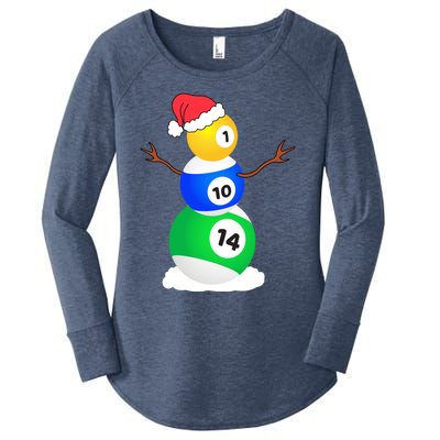 Billiards Christmas Snow Cool Gift Pool Player Christmas Pjs Gift Women's Perfect Tri Tunic Long Sleeve Shirt