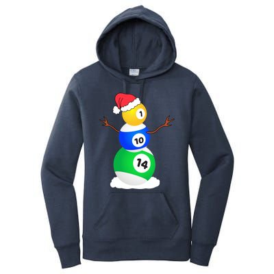 Billiards Christmas Snow Cool Gift Pool Player Christmas Pjs Gift Women's Pullover Hoodie