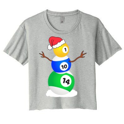 Billiards Christmas Snow Cool Gift Pool Player Christmas Pjs Gift Women's Crop Top Tee