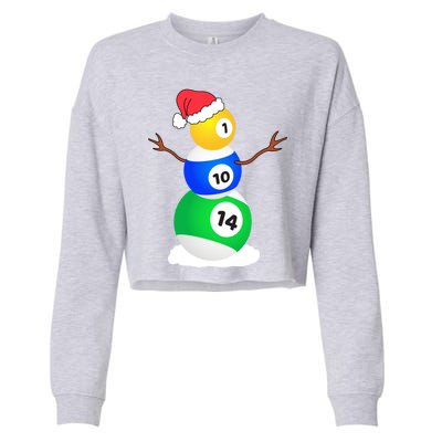 Billiards Christmas Snow Cool Gift Pool Player Christmas Pjs Gift Cropped Pullover Crew