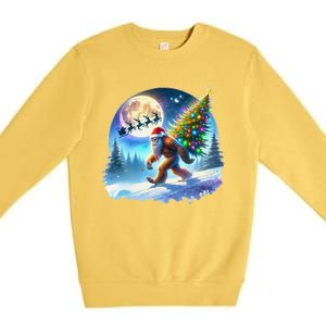 Bigfoot Christmas Santa Holiday Sasquatch Xmas Premium Crewneck Sweatshirt