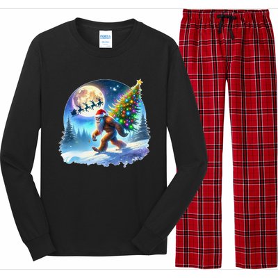 Bigfoot Christmas Santa Holiday Sasquatch Xmas Long Sleeve Pajama Set