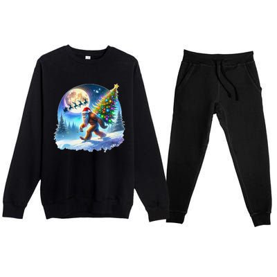 Bigfoot Christmas Santa Holiday Sasquatch Xmas Premium Crewneck Sweatsuit Set