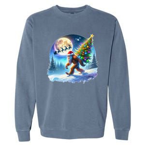 Bigfoot Christmas Santa Holiday Sasquatch Xmas Garment-Dyed Sweatshirt