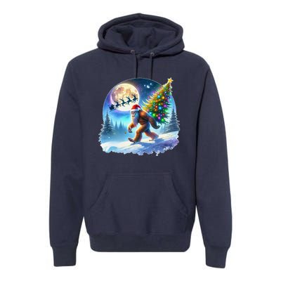 Bigfoot Christmas Santa Holiday Sasquatch Xmas Premium Hoodie