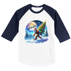 Bigfoot Christmas Santa Holiday Sasquatch Xmas Baseball Sleeve Shirt