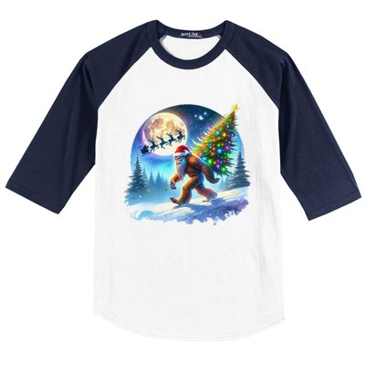 Bigfoot Christmas Santa Holiday Sasquatch Xmas Baseball Sleeve Shirt