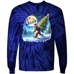 Bigfoot Christmas Santa Holiday Sasquatch Xmas Tie-Dye Long Sleeve Shirt