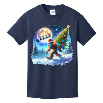 Bigfoot Christmas Santa Holiday Sasquatch Xmas Kids T-Shirt