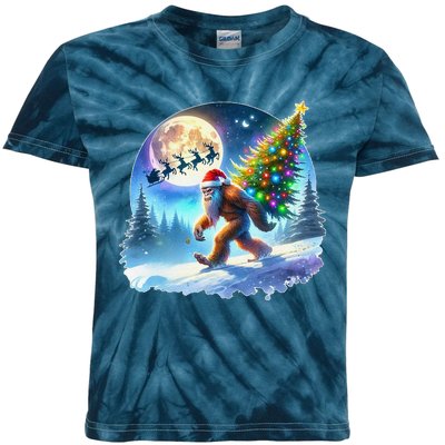 Bigfoot Christmas Santa Holiday Sasquatch Xmas Kids Tie-Dye T-Shirt