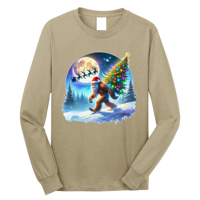 Bigfoot Christmas Santa Holiday Sasquatch Xmas Long Sleeve Shirt