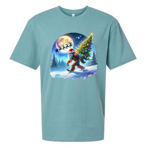 Bigfoot Christmas Santa Holiday Sasquatch Xmas Sueded Cloud Jersey T-Shirt