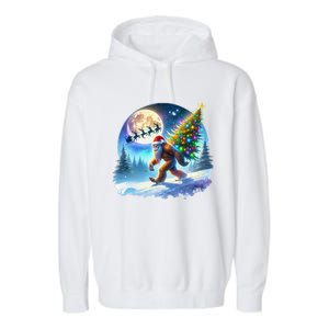 Bigfoot Christmas Santa Holiday Sasquatch Xmas Garment-Dyed Fleece Hoodie