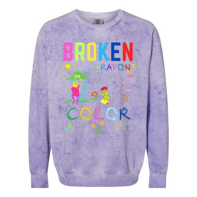 broke c.rayons still color Mental Health Awareness Colorblast Crewneck Sweatshirt