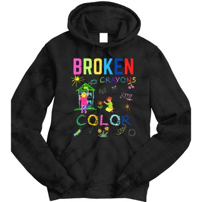 broke c.rayons still color Mental Health Awareness Tie Dye Hoodie