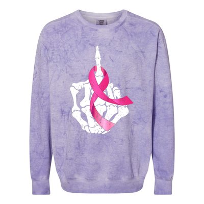 Breast Cancer Skeleton Hand Fuck Pink Funny Awareness Colorblast Crewneck Sweatshirt