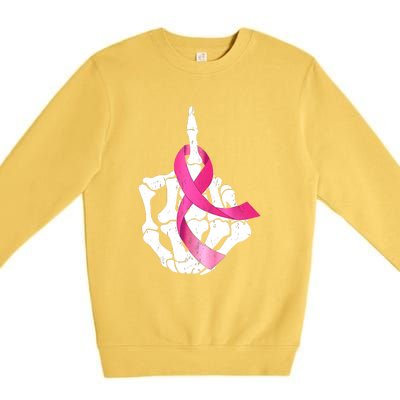 Breast Cancer Skeleton Hand Fuck Pink Funny Awareness Premium Crewneck Sweatshirt