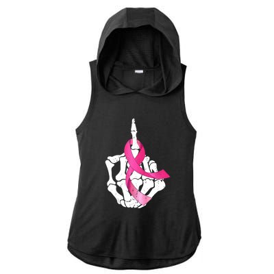 Breast Cancer Skeleton Hand Fuck Pink Funny Awareness Ladies PosiCharge Tri-Blend Wicking Draft Hoodie Tank