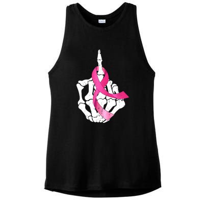 Breast Cancer Skeleton Hand Fuck Pink Funny Awareness Ladies PosiCharge Tri-Blend Wicking Tank