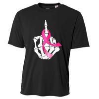 Breast Cancer Skeleton Hand Fuck Pink Funny Awareness Cooling Performance Crew T-Shirt