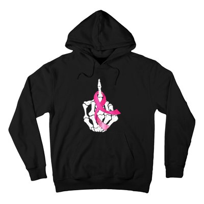 Breast Cancer Skeleton Hand Fuck Pink Funny Awareness Hoodie