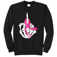 Breast Cancer Skeleton Hand Fuck Pink Funny Awareness Sweatshirt