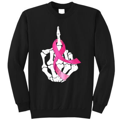 Breast Cancer Skeleton Hand Fuck Pink Funny Awareness Sweatshirt