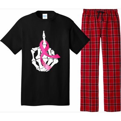 Breast Cancer Skeleton Hand Fuck Pink Funny Awareness Pajama Set