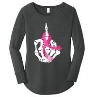 Breast Cancer Skeleton Hand Fuck Pink Funny Awareness Women's Perfect Tri Tunic Long Sleeve Shirt