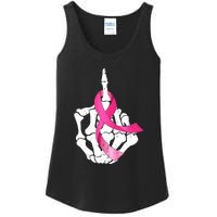 Breast Cancer Skeleton Hand Fuck Pink Funny Awareness Ladies Essential Tank