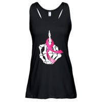 Breast Cancer Skeleton Hand Fuck Pink Funny Awareness Ladies Essential Flowy Tank