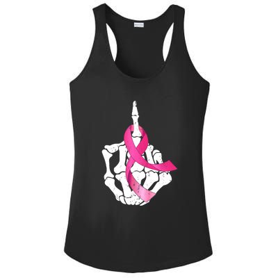 Breast Cancer Skeleton Hand Fuck Pink Funny Awareness Ladies PosiCharge Competitor Racerback Tank