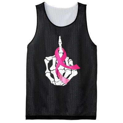 Breast Cancer Skeleton Hand Fuck Pink Funny Awareness Mesh Reversible Basketball Jersey Tank