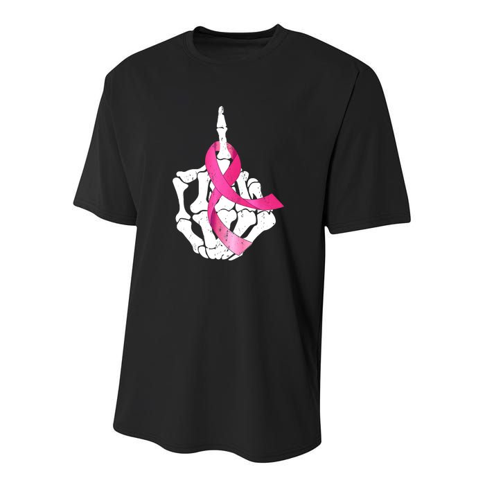 Breast Cancer Skeleton Hand Fuck Pink Funny Awareness Youth Performance Sprint T-Shirt