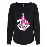 Breast Cancer Skeleton Hand Fuck Pink Funny Awareness Womens California Wash Sweatshirt